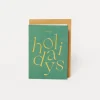 Embossed Green Happy Holidays Seasonal Card
