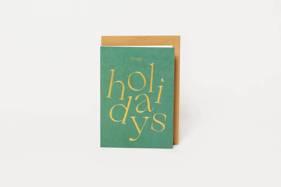 Embossed Green Happy Holidays Seasonal Card