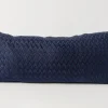 Embroidered Navy Deadstock 15 x 33 Pillow