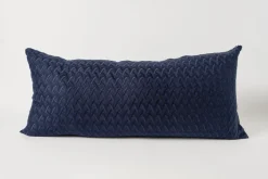 Embroidered Navy Deadstock 15 x 33 Pillow