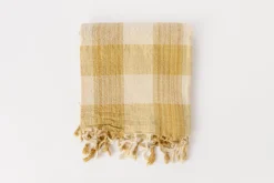 Gold Natural Dye Check Kitchen Towel