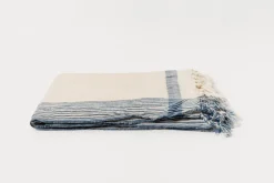 Natural Indigo Side Stripe Bath Towel