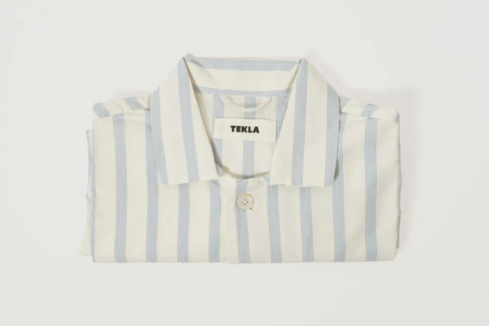 Needle Stripes Cotton Poplin Pyjamas Shirt Large