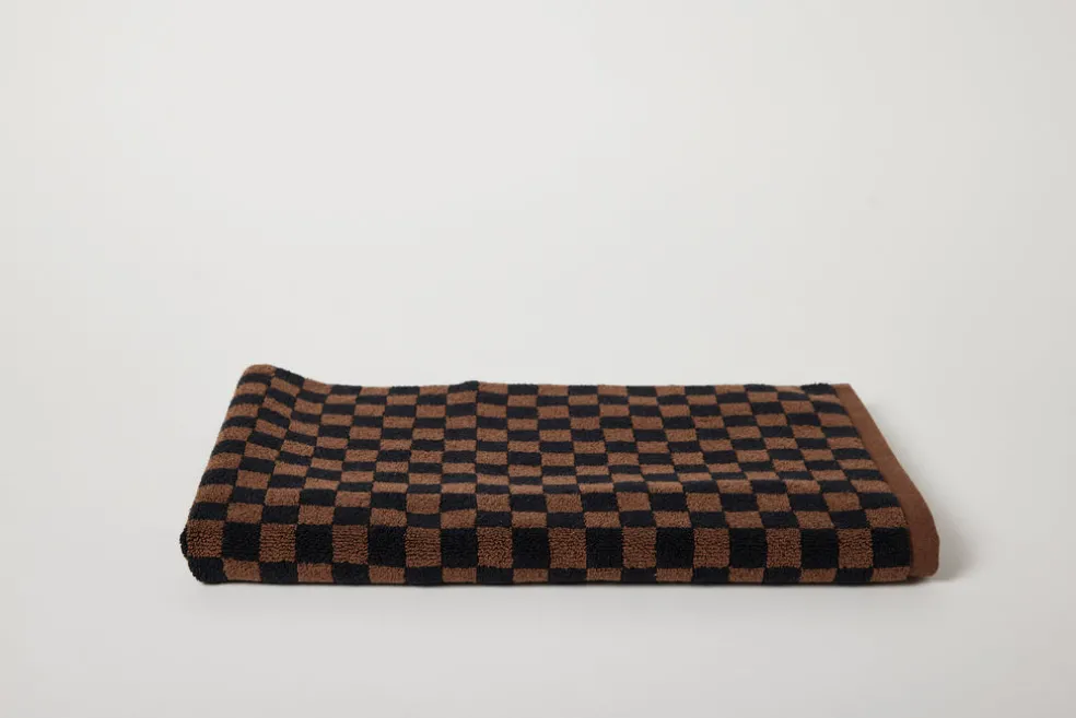 Organic Cotton Bath Mat in Tabac/Noir