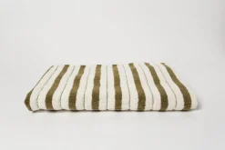 Organic Cotton Bath Towel in Caper/Chalk Lake House Stripe