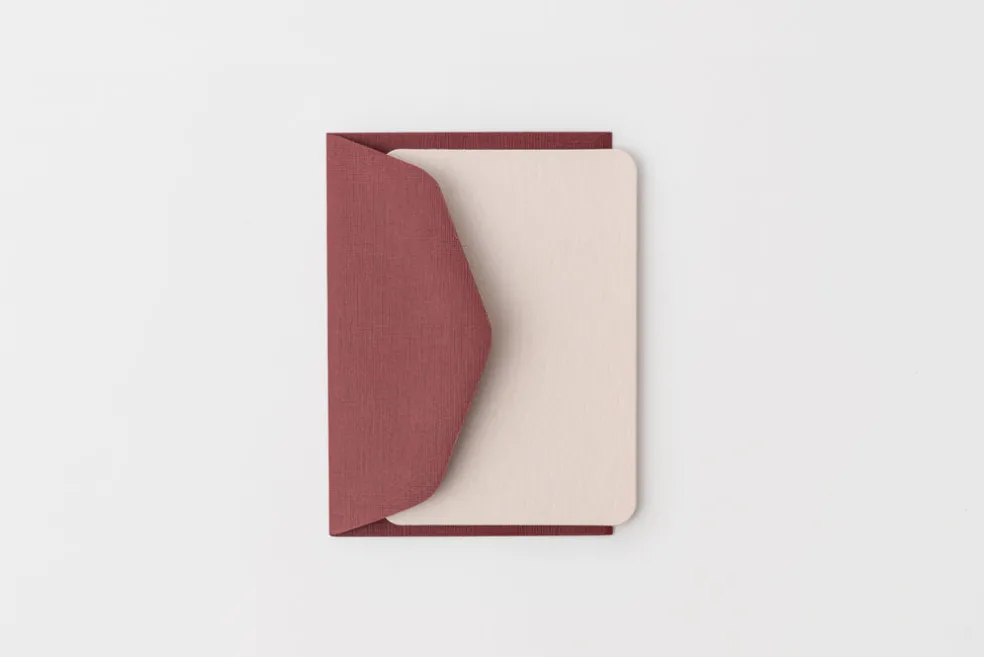 Pack of 5 Mini Cards and 5 Mini Envelopes - Peach and Bordeaux