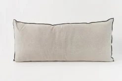 Pale Black with Black Overlocking 14 x 32 Cushion