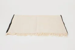 Plain Off White with Black Overlocking Table Runner