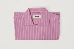 Purple Pink Stripes Cotton Poplin Pyjamas Shirt Medium