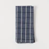 TPE 100% Cotton Navy w Natural Grid Napkin