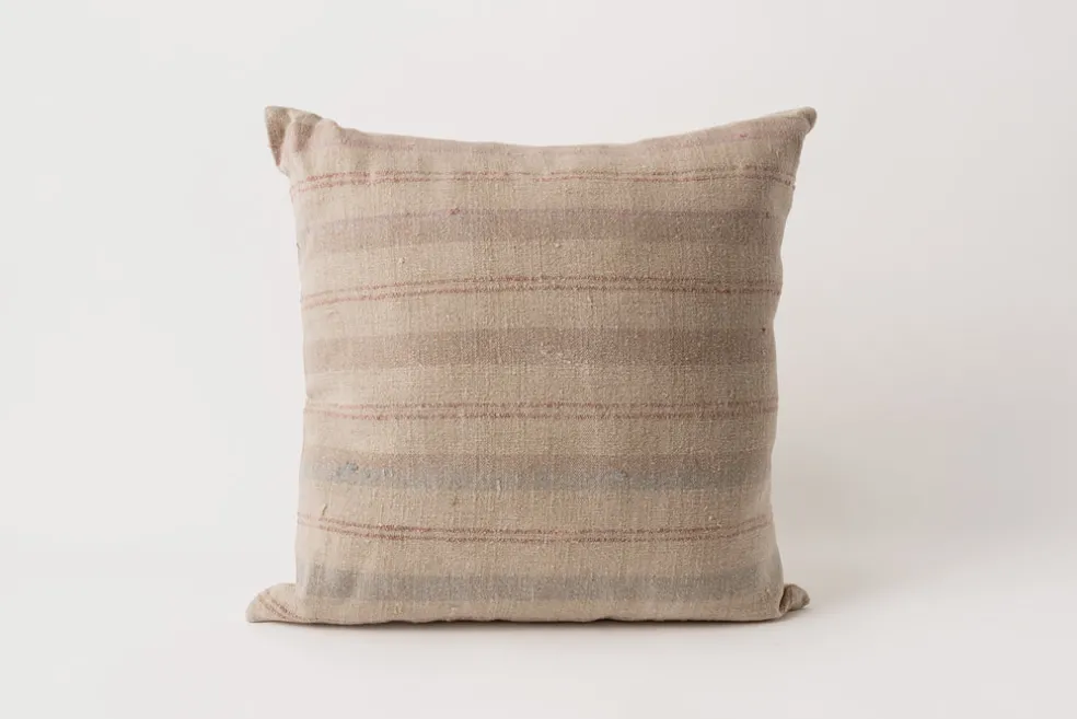 Vintage Grain Sack Pillow 18 x 18 L.
